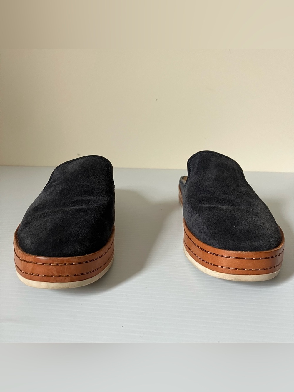 Vince Canella Suede Mule Loafers Navy Blue Slip-On Flats size 6.5 - Picture 6 of 10
